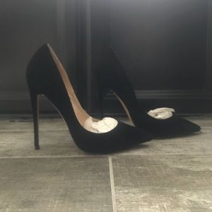 FSJ black suede Stilettos. Size 7